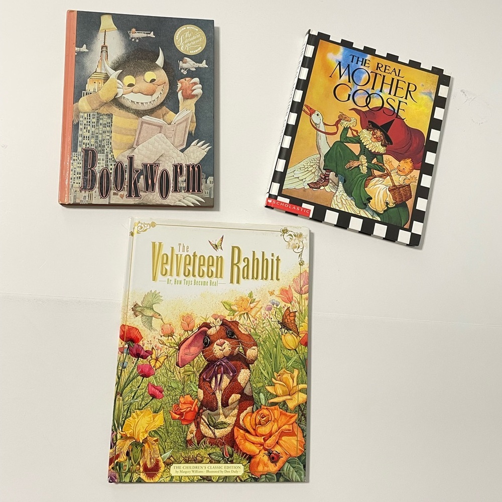 Lot of 3 Children’s Hardcover Story Books, The Real Mother Goose, Bookworm